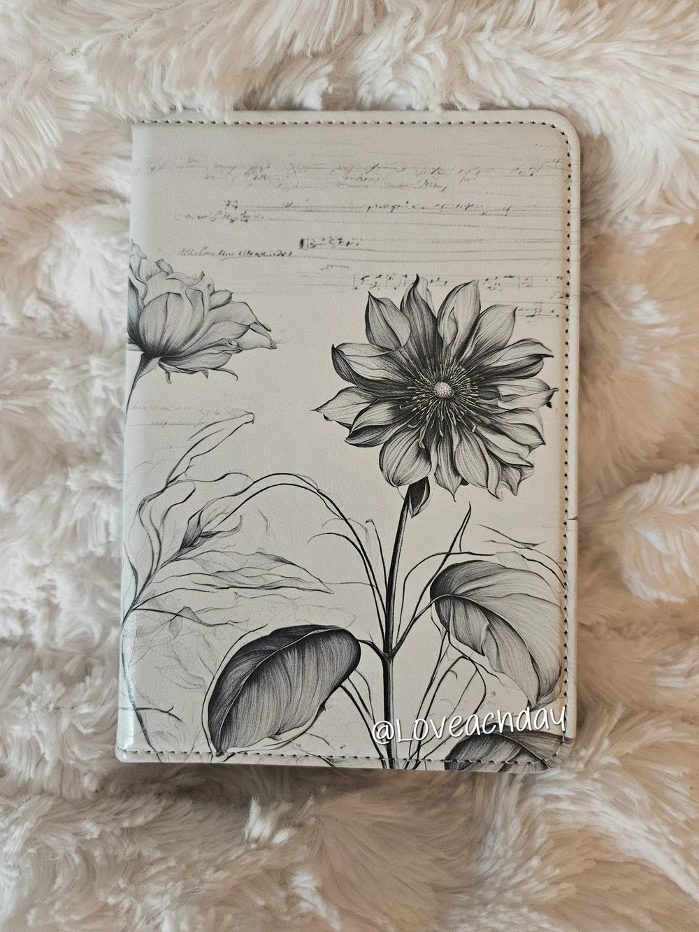 Floral Sketch White Kindle Cover
